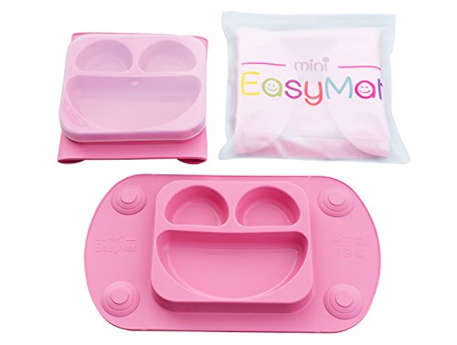Mini easymat® für Hochstuhl und Travel Füttern. Tragbar Baby Saugnapf Teller & Tisch-Sets in 1 mit Deckel, klappbarer Seiten & Carry Fall. Kleine Sektionaltor Baby Teller perfekt für Baby Abstillen Alter 6 Monat + von Tots R Us - 4
