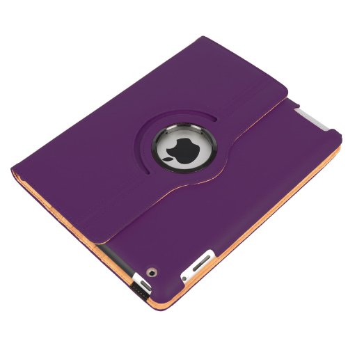 MadCase Apple iPad 4 (mit retina display) Stilisch Muster PU Leder Rotierend Smart Ständer Schutzhülle – kompatible mit iPad 2 und iPad 3 einschließlich Displayschutzfolie & Eingabestift – Glatt Schlicht – Lila - 8