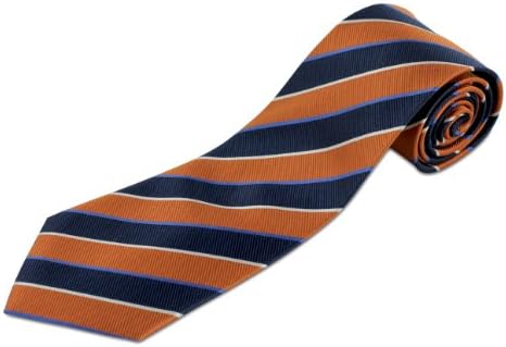 100% Silk Extra Long Tie with Wide Stripes (Available in 63" XL and 70" XXL) -  Orange -