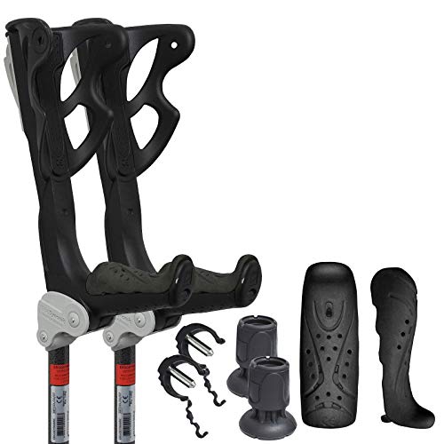 FDI Ergodynamic Pro Krücken, stoßdämpfend, sehr bequem, verstellbare Manschette, Schwarz