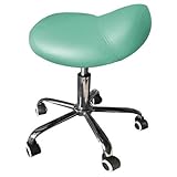 Mari Lifestyle Professional Green Saddle Massage Stool Chair | Lightweight & Orthopaedic Design | 9cm Foam Cushioning | Swivel seat & Adjustable Height | Size: 38 x 38 x 48-61 cm