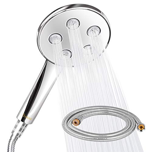 Duschkopf, GOAMZ Handbrause Hochdruck mit Edelstahl Schlauch, Abnehmbare Düse Brausekopf Handheld Duschbrause, Chrom(1,5M)