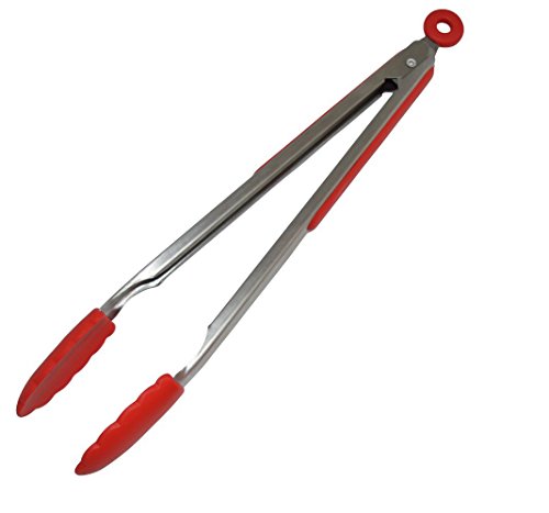 Bekith grillzangen Grillzange Edelstahl Hitzebeständige Küche Gourmetzange aus 100% Lebensmittelqualität Silikon