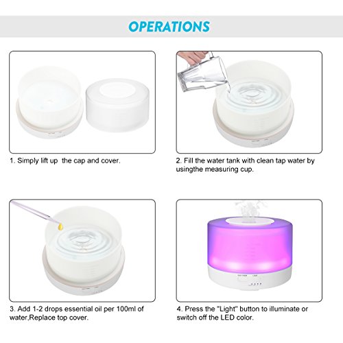 Aroma Diffusor, EIVOTOR 500ml 2 in 1 Aroma Diffusor Ultraschall Luftbefeuchter Oil Holzmaserung Düfte Humidifier Raumbefeuchter Duftzerstäuber automatich Aromatherapie Diffuser Nebelausstoß Abschaltautomatik Kalten Nebel Technologie Messbecher Humidifier & Aromatherapy mit 3 Timereinstellungen und LED Farbwechsel Fernsteuerung für das Schlafzimmer, Büro, Wohnzimmer, Bad, Konferenzräume , Hotels, Yoga-Club, Fitness-Center, SPA usw. - 5