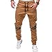 Produktbild Ba Zha Hei Mode Männer Persönlichkeit Freizeit Einfarbig Nähen Bewegung Hose Mode Herren Sport Camouflage Lasch Gürtel Lose Jogginghose Kordelzug Skinny Slim Fit (L, Khaki)