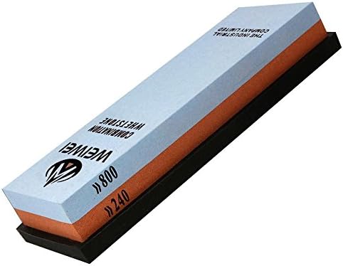 240/800 Grit Knife Sharpening Stone Combination Corundum Whetstone for Kitchen Santoku Knives, Rubber Stone Holder Included