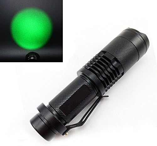USUN New Flashlight CREE LED Green Red Yellow 18650 Adjustable Focus Torch Lighting Lamps (Green)