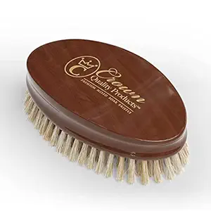 Military Palm and Ultimate Beard Brush - Medium Bristle, Premium Boar Bristles, Solid Maple, High Gloss English Chestnut Finish, for Head and Beard by Crown Quality Products