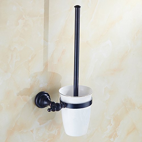 Weare Home Retro Vintage Antik Design Öl Rubbed Bronze Alle Messing Schwarz Toilettenbürstenhalter mit Keramik Becher Wandmontag Wandhalterung Bohren - 3