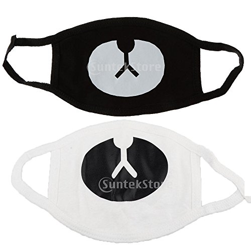 Preisvergleich Produktbild Sharplace Niedlich Mundmaske Anti-Staub Baumwolle Warme Maske Mundschutz Ideal für Paare Girlfriends - Schwarz und weiß, 2Pcs