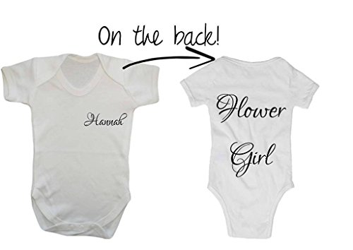 Personalised Flower Girl With Name Wedding Party Guest Outfit Suit Baby Onesie Vest