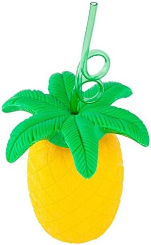Etopfashion Pineapple Tumbler Cup Drinking Straws Fruit Pineapple Shaped Portable Travel Cup for Summer Beach Wedding Prom