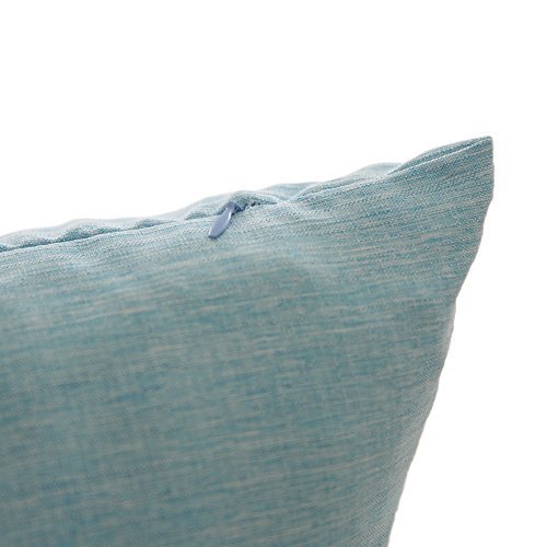 Deconovo 4er Pack Leinen kissenhülle Kissenbezüge Sofakissenbezug 40×40 cm Himmelblau - 6