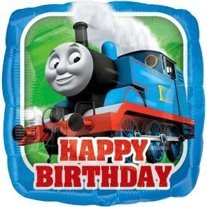 Thomas The Tank Engine Happy Birthday Sqaure balloon delivered inflated in a box with Free Delivery