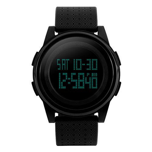 beswlz Unisex Digital Armbanduhr Dual Time Display LED Fashion Design groß Face 12/24h Wasserdicht Alarm Armbanduhr für Jungen Herren