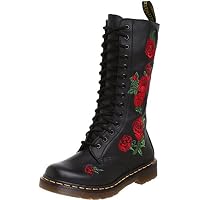 Dr Martens Vonda Black Red 14 eyelets Leather Womens Boots