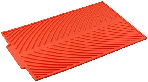 Kitchen Folding Silicon Draining Board Mat Drainer Mat Dish Drying Mat Sink Accessory Heat Insulation Non Slip Rectangle 39x25cm (Red)