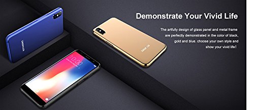 DOOGEE X55 - 5,5 pollici (rapporto 18: 9) HD Android 7,1 3G smartphone, Quad Core da 1,3 GHz 1 GB + 8 GB, fotocamera tripla (5 MP + 8 MP + 8 MP), 2800 mAh - Nero