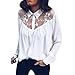 Produktbild JUSTSELL Langarmshirts T Shirt für Damen Herbst Winter,Frauen Spitze Patchwork Hemdbluse Umlegekragen Hemden Button-down Bluse Chiffon Tops