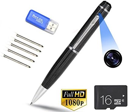 1080P Hidden Camera Spy Pen Mini Cam HD Video DVR Recorder Hidden USB SpyCam 16GB Memory SD Card +USB card Reader + 5 INK FILLS + USB Plug/Record Executive DVR. Perfect Gift – Easy to Use