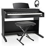 Piano Digital DP-10plus de Gear4music + Pack de Accesorios - Negro Brillante