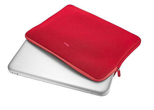 Trust Primo Soft Laptop Sleeve 17,3 Zoll weiche Schutzhülle (für Notebooks mit Bildschirmdiagonale bis 43,9 cm (17,3 Zoll)) rot