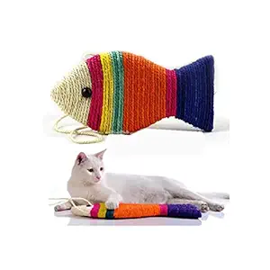 Kiki N Pooch Fish Toy Sisal Rope Scratch Board with Bell Interactive Scratcher Toy for Cats , Kitten (Big Size)