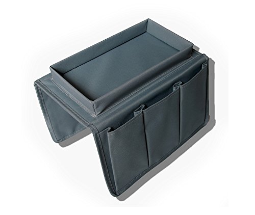 DASKING Accoudoir de Canapé Sac de Rangement Sac de Stockage de Canapé Organisateur Pour Télécommande/Tasse à Thé (Taille unique, Gris)