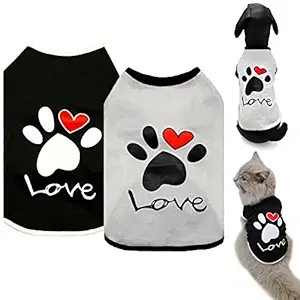 Brocarp Dog Shirt Puppy Clothes, 2 Pack Dogs T-Shirt Basic Vest Outfits, Pet Apparel Doggy Tee Tank Top Sleeveless for Small Medium Large Boy Girl Cats Kitten, Cotton Soft and Breathable Tshirts (M)