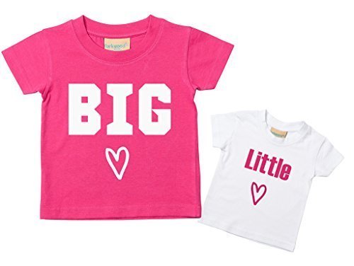 Big Sister Little Sister Heart Tshirt Set Baby Toddler Kids Available in Sizes 0-6 Months to 14-15 Years New Baby Sister Gift