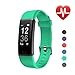 Produktbild LETSCOM Id130plus Fitness-Herzfrequenz-Monitor, Schrittzähler, Kalorienzähler, Smart-Armband für Kinder, Damen und Herren, Unisex, ID130Plus HR, grün, 17.4 * 8.8 * 1.8cm