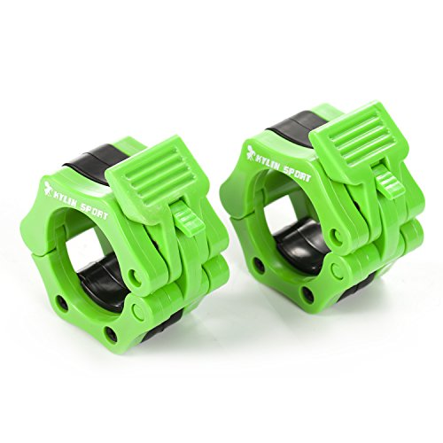 KYLIN SPORT di 5,1 cm ABS Collari di bloccaggio a morsetto Hook grip W/ Chiusura a rilacio veloce per bilancieri olimpici standard, Green