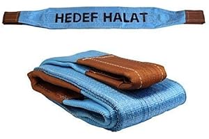 HEDEF 8 Tonnen Tragfähigkeit 5 Meter Länge Hebegurt Rundschlinge Hebeband Bergegurt aus Polyster mit Endschlaufen für Kran, Abschleppen Blau