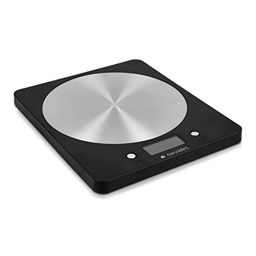 Navaris Digitale Küchenwaage mit LCD Display - Präzise elektronische Design Waage mit max 5 kg in Silber Schwarz Briefwaage Feinwaage