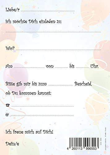 10 bunte Einladungskarten (Nr. 10655) zum Geburtstag oder zur Party von EDITION COLIBRI © – umweltfreundlich, da klimaneutral gedruckt - 2