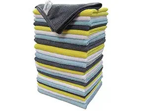 SOFTSPUN Microfiber Cleaning Cloths, 24 pcs 30x40cms 280GSM Multi-Color. Highly Absorbent, Lint and Streak Free, Multi - Purpose Wash Cloth for Kitchen, Car, Window, Stainless Steel, Silverware.