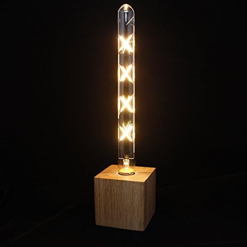 The Oak Cube Lamp With The Quad Cross LED Bulb &amp; FREE Postage