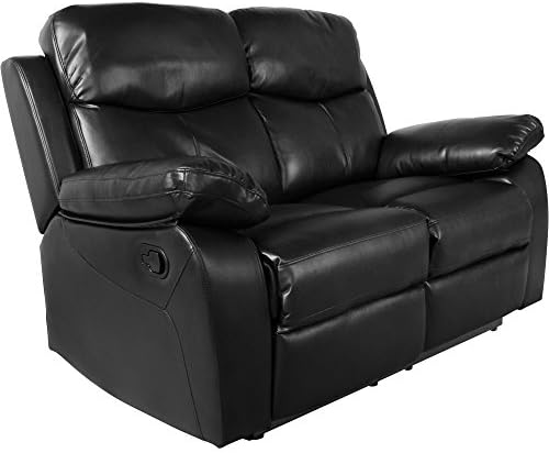 Fenway Manual Recliner Faux Leather 2 Seater Sofa New Free Delivery Black Sofa Set (2 Seater, Black)