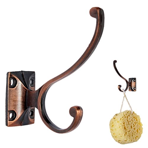 KING DO WAY Kleiderhaken Handtuchhaken Garderobenhaken Huthaken Tuer Haken Garderobe Wandhaken Handtuch Red-Bronze 81mm - 2