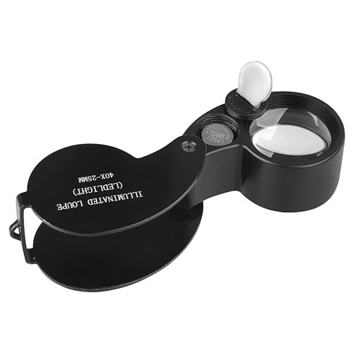 Lupe 40 Fach Linse Objektiv 25mm mit LED Licht für Juwelier Briefmarke Schmuck