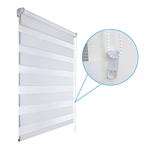 SHINY HOME® 90 x 150cm Duo-Rollo Klemmfix ohne Bohren Doppelrollo mit Klemmträger Weiß