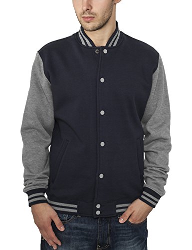 Urban Classics Herren Jacke Bekleidung 2 Tone College Sweatjacket, Mehrfarbig (nvy/gry 165), XXXL