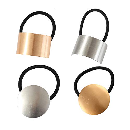 Schneespitze 4pcs Punk Supporto A Coda Di Cavallo Elastico Per Capelli Porta Coda Elastico per capelli,Fashion Hairband, Vintage Metal Hair band Cuff Metallo Cerchio Capelli