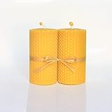 100% Reines Bienenwachskerzen 2 Kerzen Set Größe 10 x 5 cm Ökologische kerzen Natürlichen Honigduft 100% Handarbeit