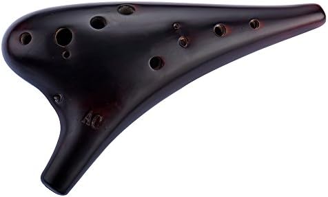 “Sound of Earth” 12 Hole Pottery Ocarina Smoked Straw fire Sweet Potato Ocarina in Alto C Masterpiece Collectible (Smoked Coffee)