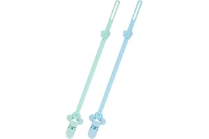 BEBOAN Silikon Schnullerkette für Junge, 2 Stück BPA-Frei Weiches Baby Schnullerkette Set mit Verschluss für Beißspielzeug Babyparty(Blau Grün)