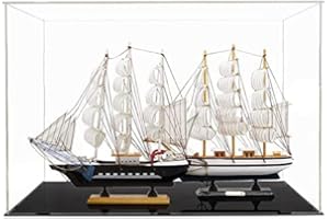 MEEC Vitrine en Acrylique Transparent, Boîte de Comptoir de Montage avec Base Noire, Vitrine de Protection Anti-Poussière Pour Figurines d'action, Jouets à collectionner (30x15x25CM)