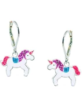 SL-Silver Kinderohrringe Einhorn Glitzer und Glanz 925 Silber in Geschenkbox