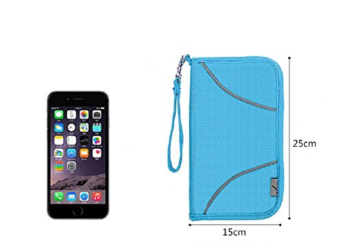 URAQT Reiseorganizer Reisedokumententasche Reisebrieftasche mit Reißverschluss, Reisepass Tasche, RFID-Blockierung für Reisedokumente, Kreditkarten Visitenkarten - 2