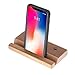 Produktbild Solo Pelle Handy Halterung Smartphone Ständer - Universal Halter für iPhone Samsung iPad Tablet u.a. - Tisch Stand Dock Holz und Leder in Cognac Braun